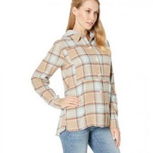 Hurley Plaid Hoodie - Tan and Blue